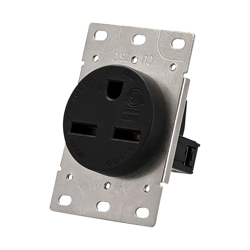 PLUGTUL NEMA 6-30R Flush Mounting Receptacle, Straight Blade, Industrial Grade, 30 Amp, 250 Volt, ETL Listed - Image 1